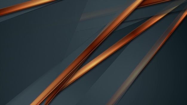 Dark blue corporate background with glossy bronze stripes