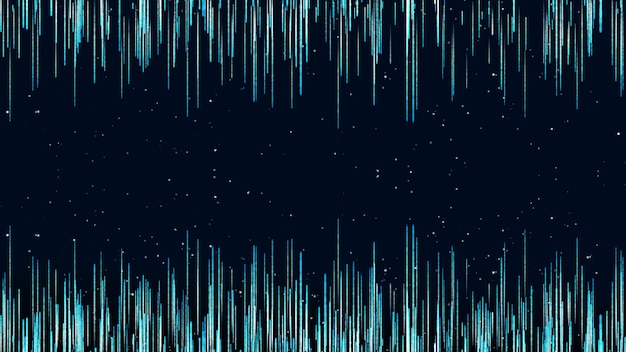 Dark blue digital signature with particles like rain.