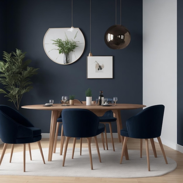 dark blue dining room