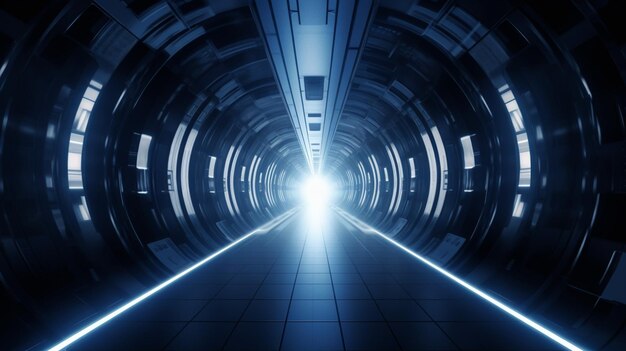 Dark blue full of light time tunnel futuristic light background