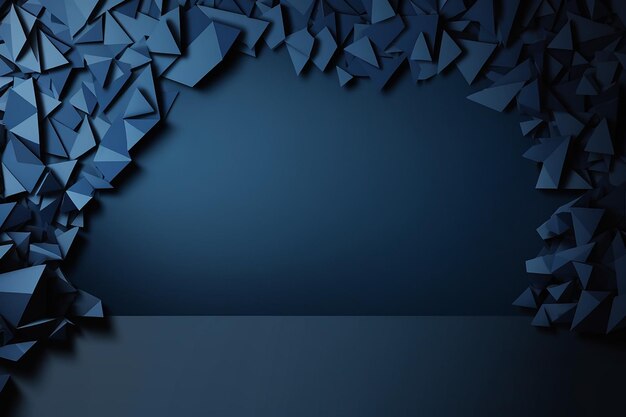 Dark blue geometric background with copy space