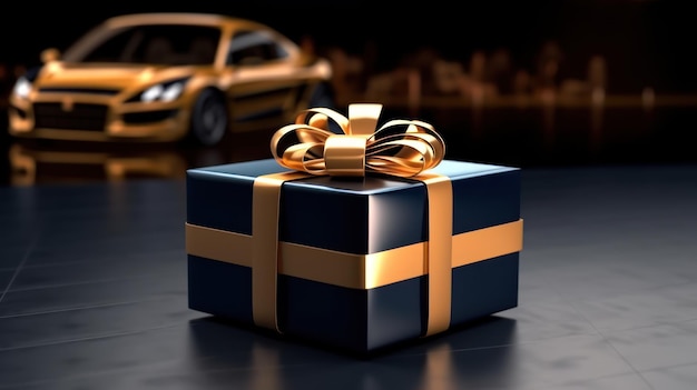 Photo dark blue gift box uhd wallpaper