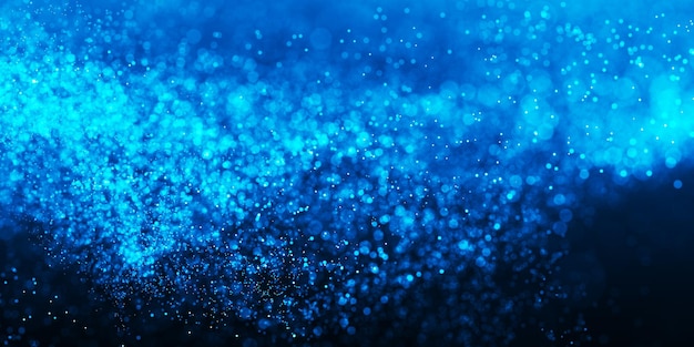 Темно-синий и светящиеся частицы пыли абстрактный фон