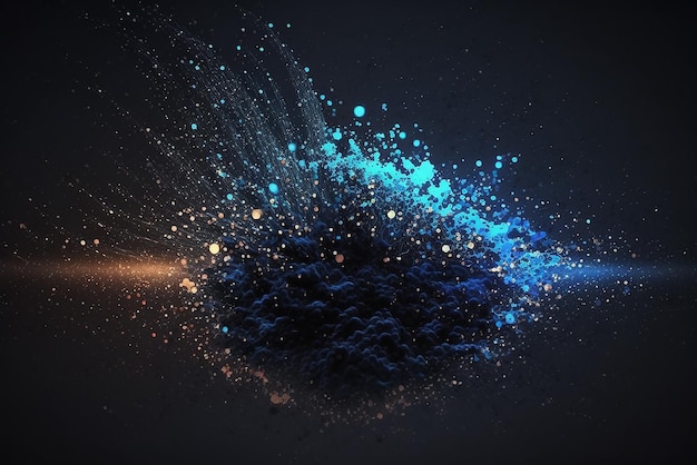 Dark blue and glow particle abstract background Ai generated art