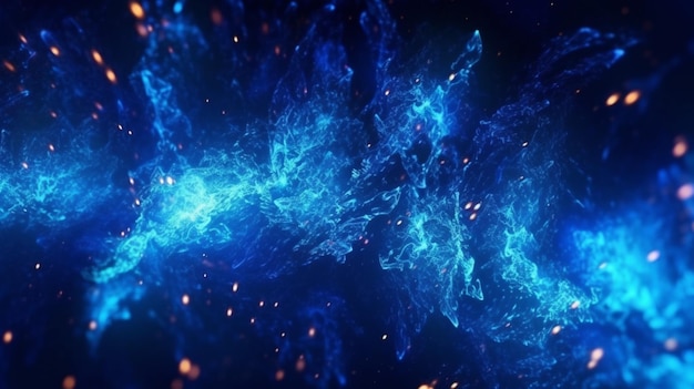 Dark blue and glow particle abstract background generative ai