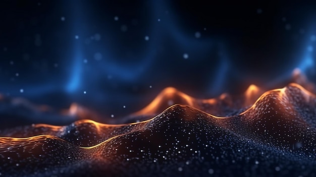 dark blue and glow particle abstract background
