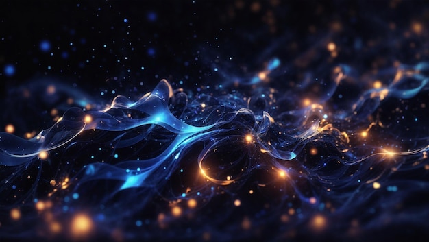 Dark blue and glow particle abstract