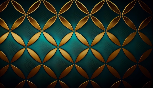 A dark blue and gold wallpaper with a pattern of circles.