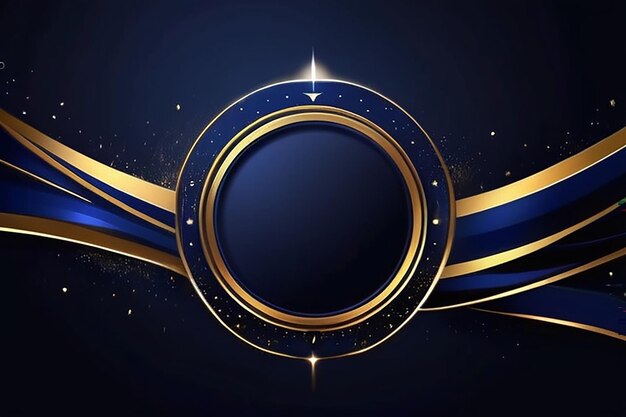 Photo dark blue golden royal awards graphics background lines growing elegant shine spark