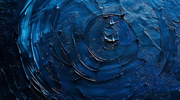 Photo dark blue line and circle acrylic paint texture