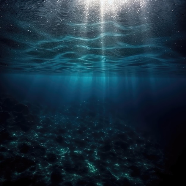 Photo dark blue ocean surface underwater