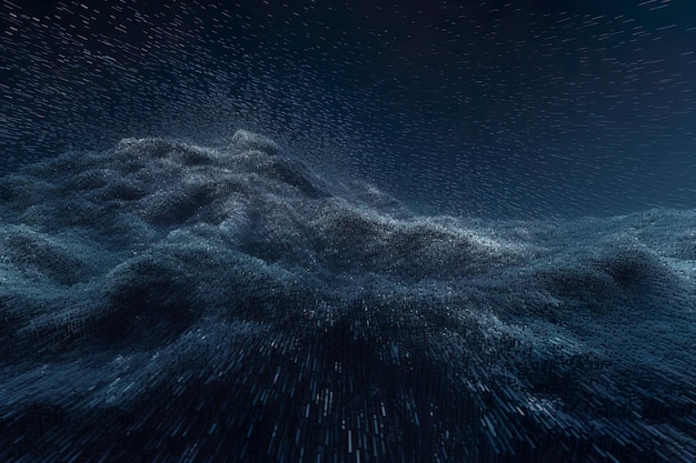 A dark blue ocean with waves and the words ocean on the bottom.