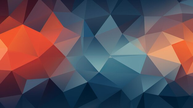Dark blue and orange triangle low polygonal background. AI generative.