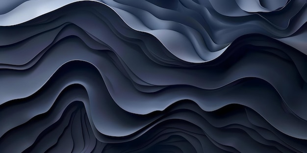 Dark blue paper waves abstract banner design