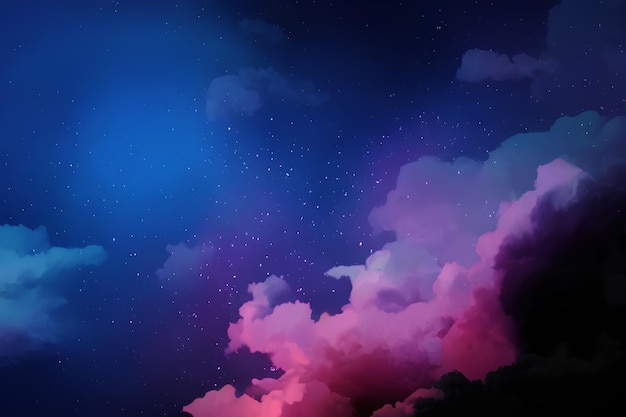 A Dark Blue Sky With Clouds And Stars