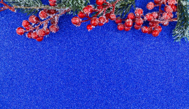 dark blue textured background and christmas tree branch