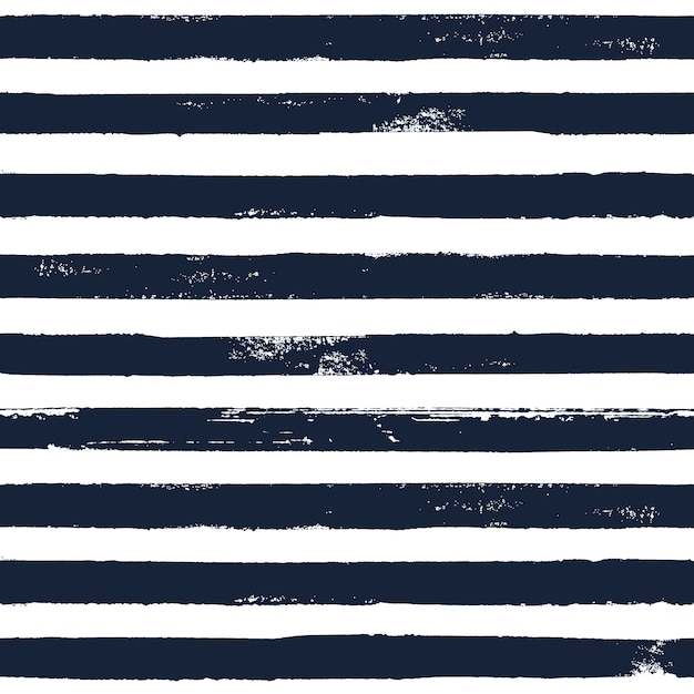 Dark blue and white grunge abstract hand drawn striped seamless pattern. White background with brush line black horizontal stripes. Ink illustration. Print for textile, wallpaper, wrapping.