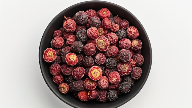 Dark bowl of dried tasty silverberries