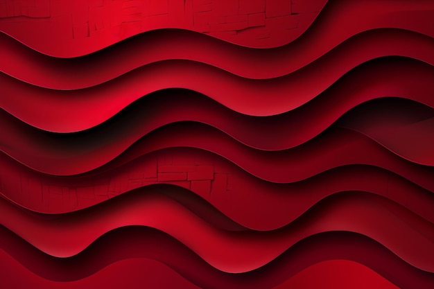 Photo dark brick red paper waves abstract banner design elegant wavy vector background