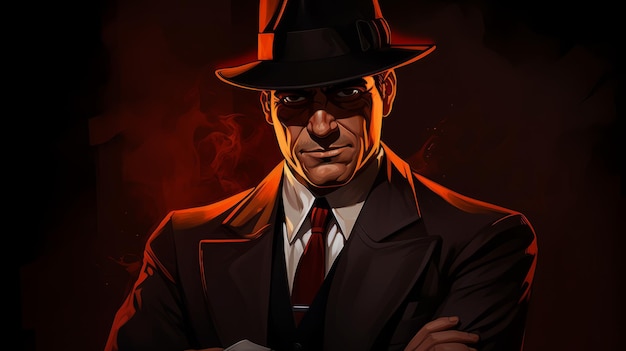 Dark Bronze And Red A Stylish 2d Game Art Portrait