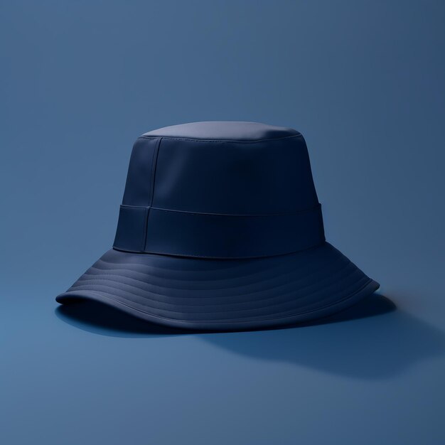 Photo dark and brooding navy bucket hat on blue background