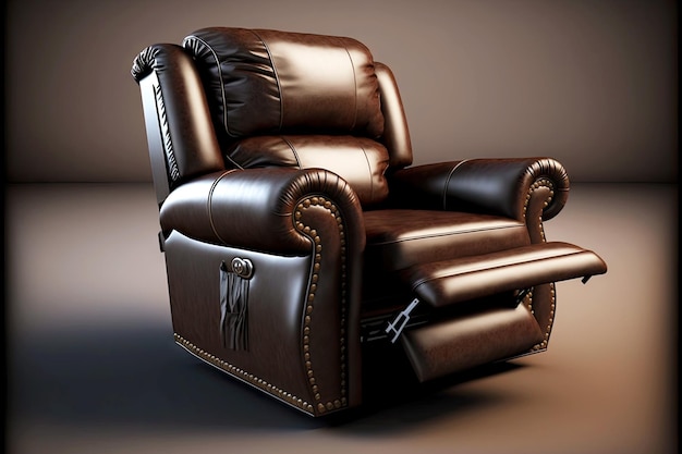 Dark brown leather chair with smooth shiny leather upholstery