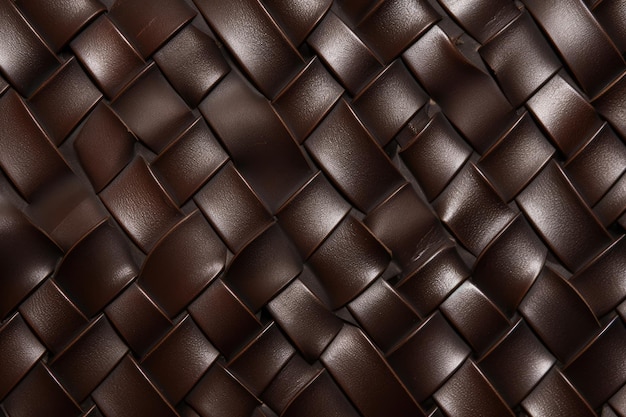 Dark Brown Leather with Woven Basketweave Pattern