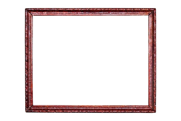 dark brown old wooden photo frame isolated