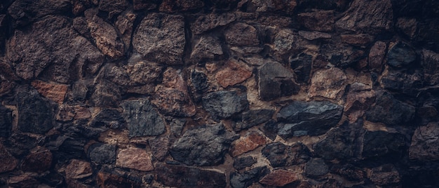 Dark brown stone wall texture background