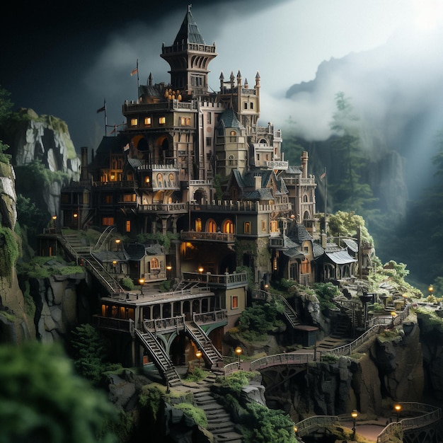 dark castle in fantasy world