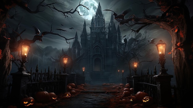 Темный замок Хэллоуин Генеративный ИИ