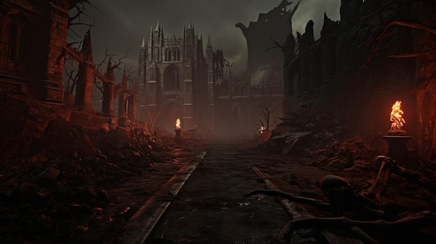 dark castle with a scary atmosphere