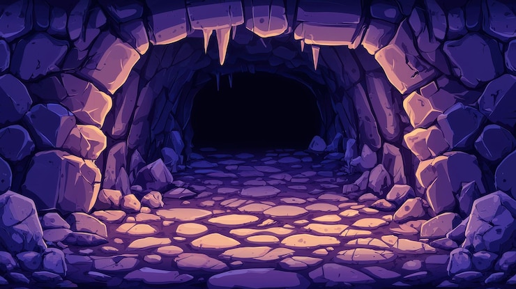 Photo dark cave entrance with stone path