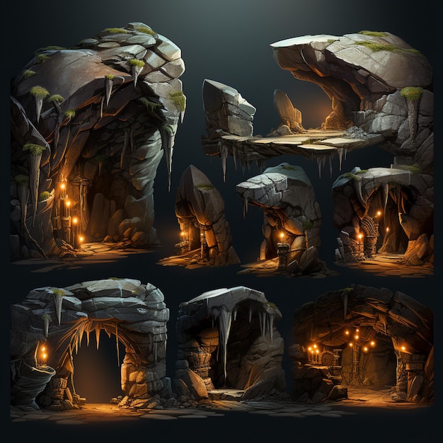Photo dark cave game assets