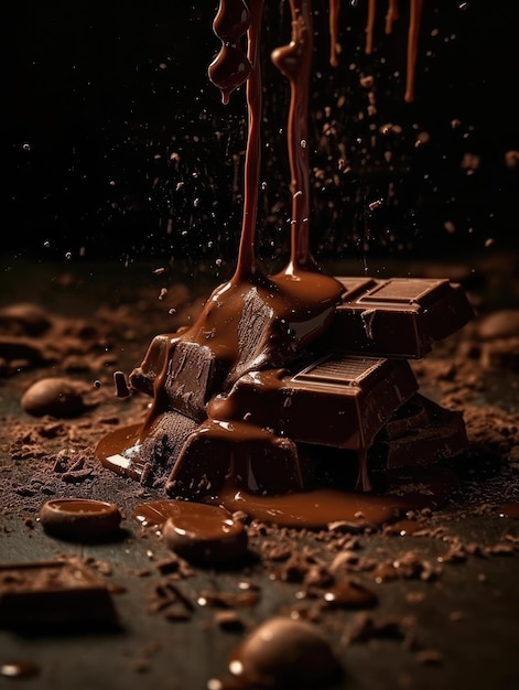 チョコレートとコーヒー豆が入ったダークチョコレートバー