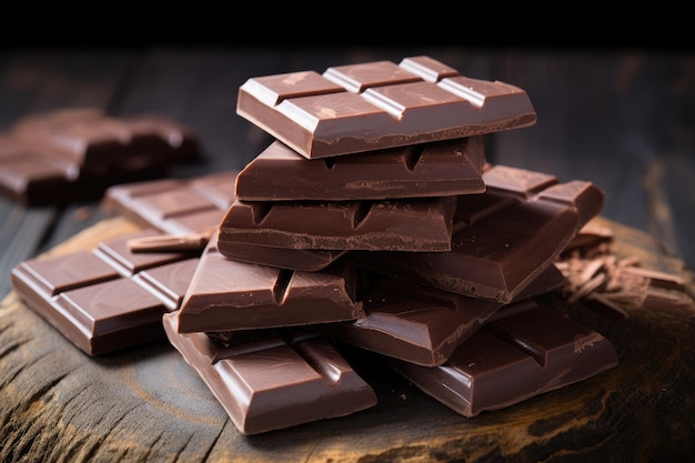 dark chocolate bars pieces isolated on black background chocolate bar pieces chocolate pieces