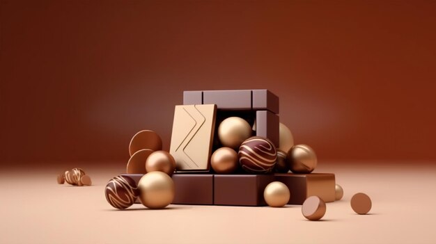 Dark chocolate the concept of World Chocolate Day copy space Generated AI