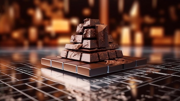 Dark chocolate the concept of World Chocolate Day Generated AI