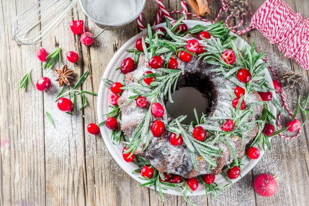 Dark chocolate gingerbread christmas bundt cake