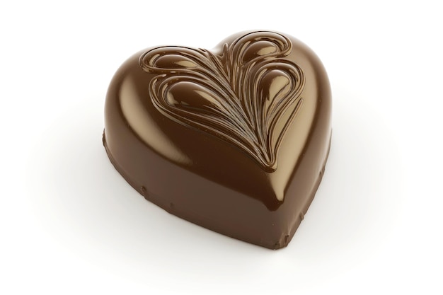 Dark chocolate heart isolated on white background created with generative ai