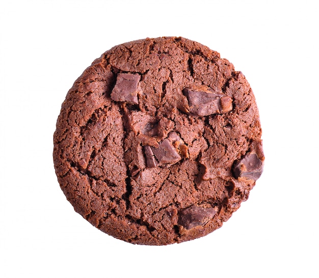 Dark chocolate soft cookies isolated on white surface