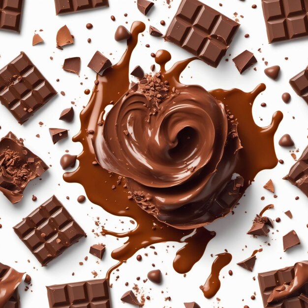 Dark chocolate splash render Generated with AI