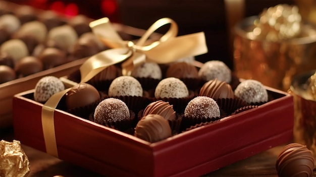 Dark chocolate truffles in a gourmet collection