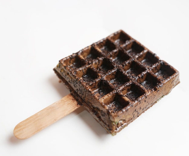 Photo dark chocolate waffle intense chocolate elegance