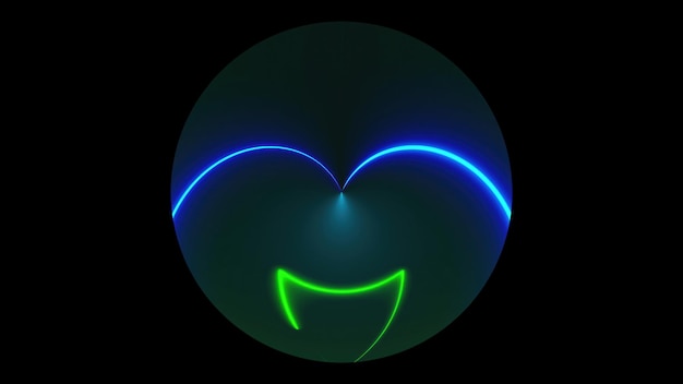 Темный круг с асимметричными неоновыми линиями света, созданный компьютером, 3D-рендеринг фона ночного клуба