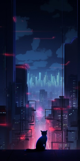 Premium AI Image | A dark city with a neon sign that says'cyberpunk