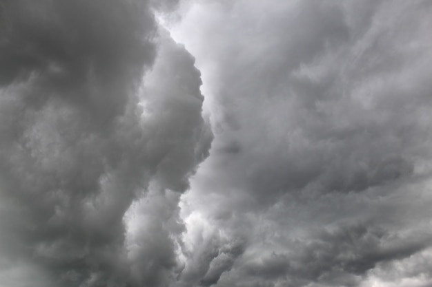 Dark clouds before the rain covered the whole sky