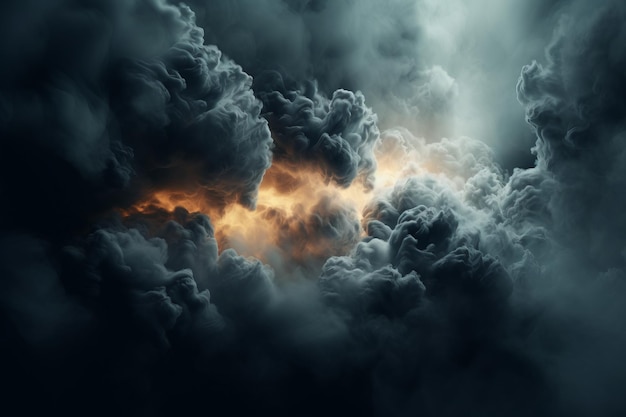 Dark clouds smoke dramatic lighting Beautiful illustration picture Generative AI