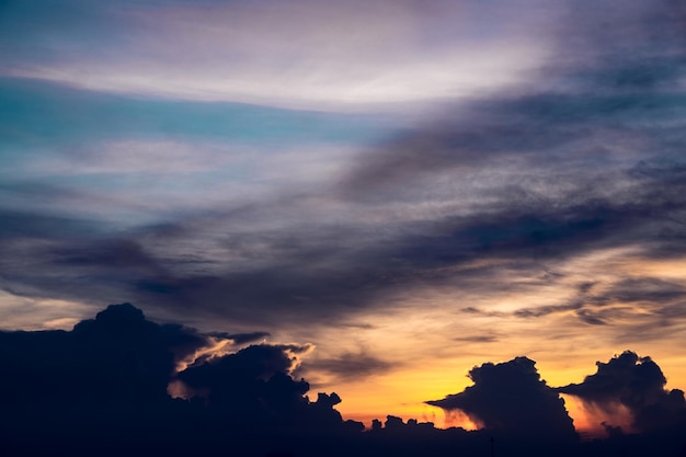 暗い雲夕焼け空