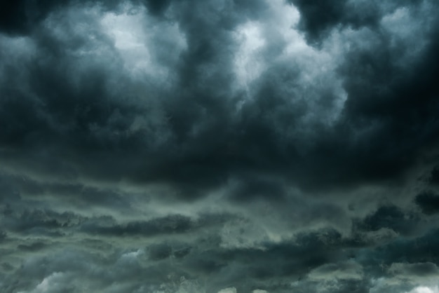 Dark clouds and thunderstorm with rainy